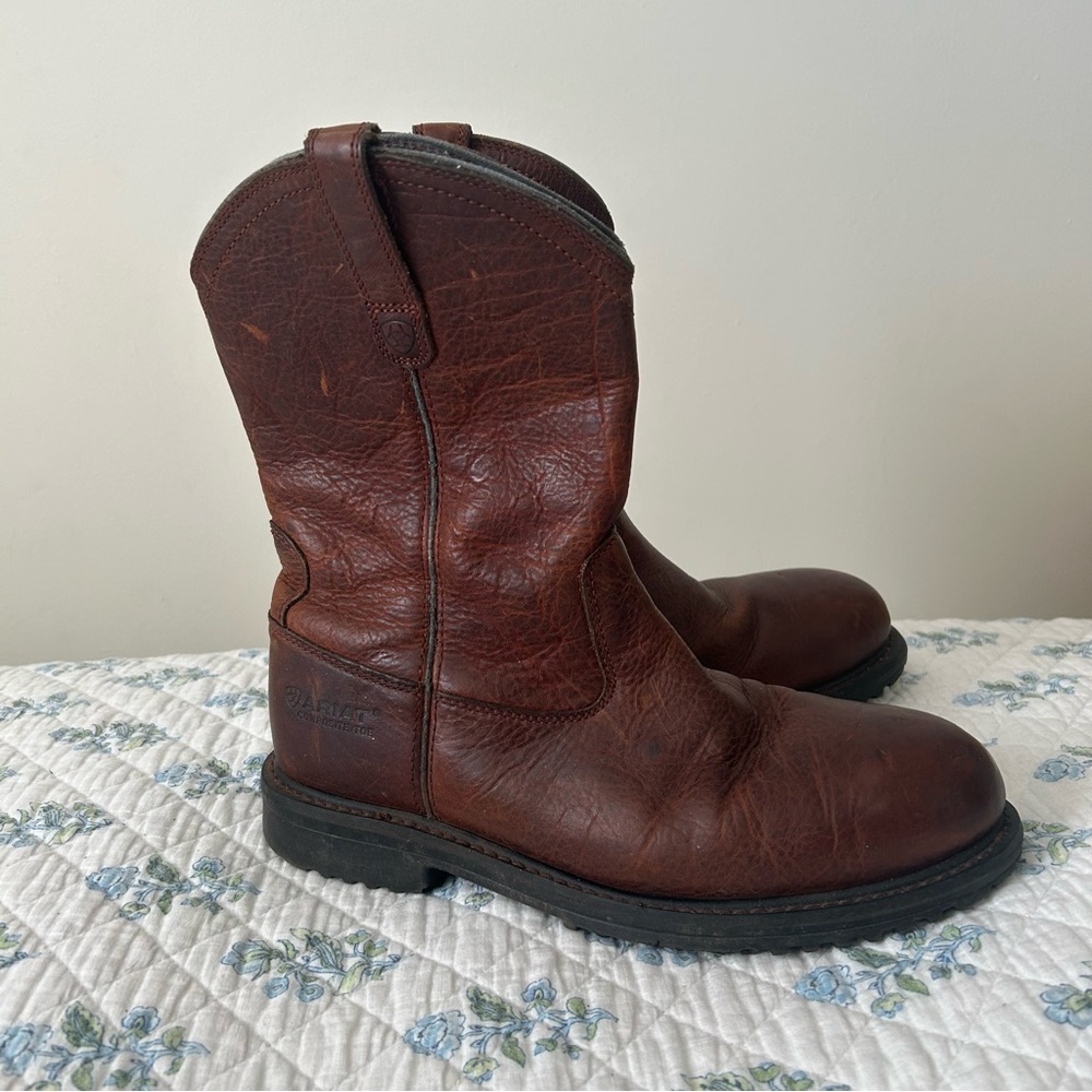 ARIAT RigTek Composite Toe H2O Waterproof Brown Leather Men's Work Boots Sz 11.5